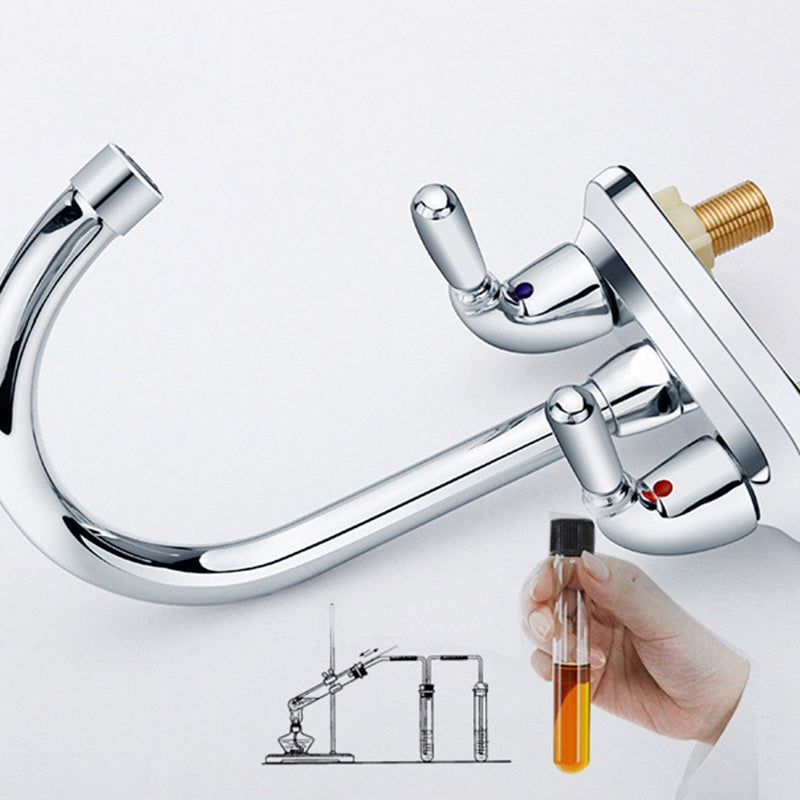 2-Handle High Arch Kitchen Faucet Contemporary Kitchen Sink Faucet with Deck Plate Clearhalo 'Home Improvement' 'home_improvement' 'home_improvement_kitchen_faucets' 'Kitchen Faucets' 'Kitchen Remodel & Kitchen Fixtures' 'Kitchen Sinks & Faucet Components' 'kitchen_faucets' 6298188