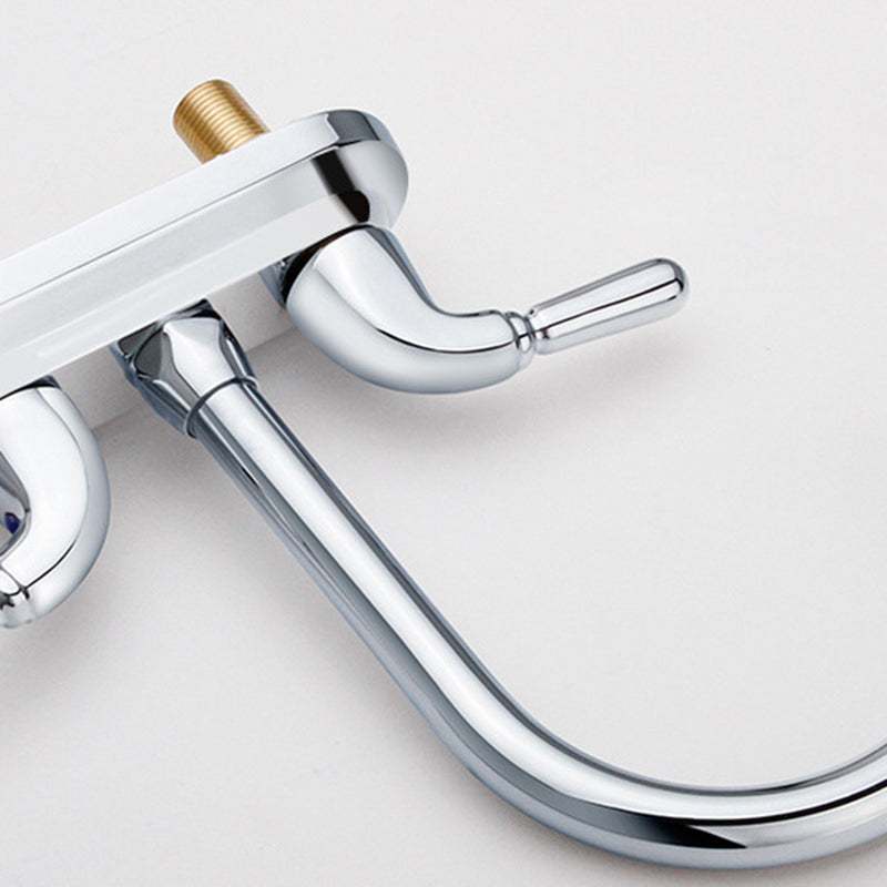 2-Handle High Arch Kitchen Faucet Contemporary Kitchen Sink Faucet with Deck Plate Clearhalo 'Home Improvement' 'home_improvement' 'home_improvement_kitchen_faucets' 'Kitchen Faucets' 'Kitchen Remodel & Kitchen Fixtures' 'Kitchen Sinks & Faucet Components' 'kitchen_faucets' 6298189