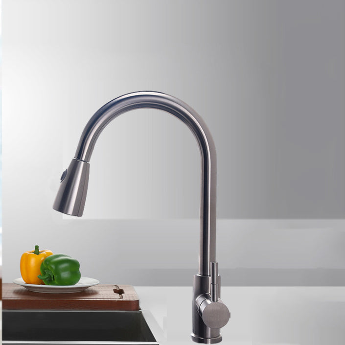Modern Spray Kitchen Faucet Stainless Steel with Pull Out Sprayer Bar Faucet Silver/Gray Clearhalo 'Home Improvement' 'home_improvement' 'home_improvement_kitchen_faucets' 'Kitchen Faucets' 'Kitchen Remodel & Kitchen Fixtures' 'Kitchen Sinks & Faucet Components' 'kitchen_faucets' 6298196