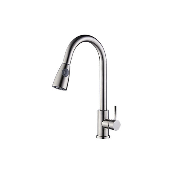 Modern Spray Kitchen Faucet Stainless Steel with Pull Out Sprayer Bar Faucet Clearhalo 'Home Improvement' 'home_improvement' 'home_improvement_kitchen_faucets' 'Kitchen Faucets' 'Kitchen Remodel & Kitchen Fixtures' 'Kitchen Sinks & Faucet Components' 'kitchen_faucets' 6298198