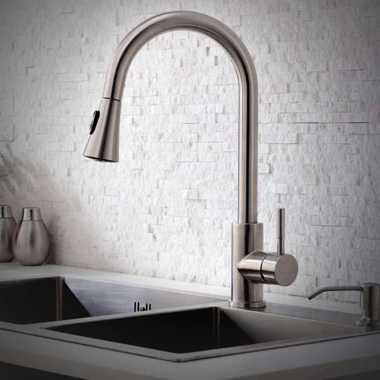 Modern Spray Kitchen Faucet Stainless Steel with Pull Out Sprayer Bar Faucet Clearhalo 'Home Improvement' 'home_improvement' 'home_improvement_kitchen_faucets' 'Kitchen Faucets' 'Kitchen Remodel & Kitchen Fixtures' 'Kitchen Sinks & Faucet Components' 'kitchen_faucets' 6298209