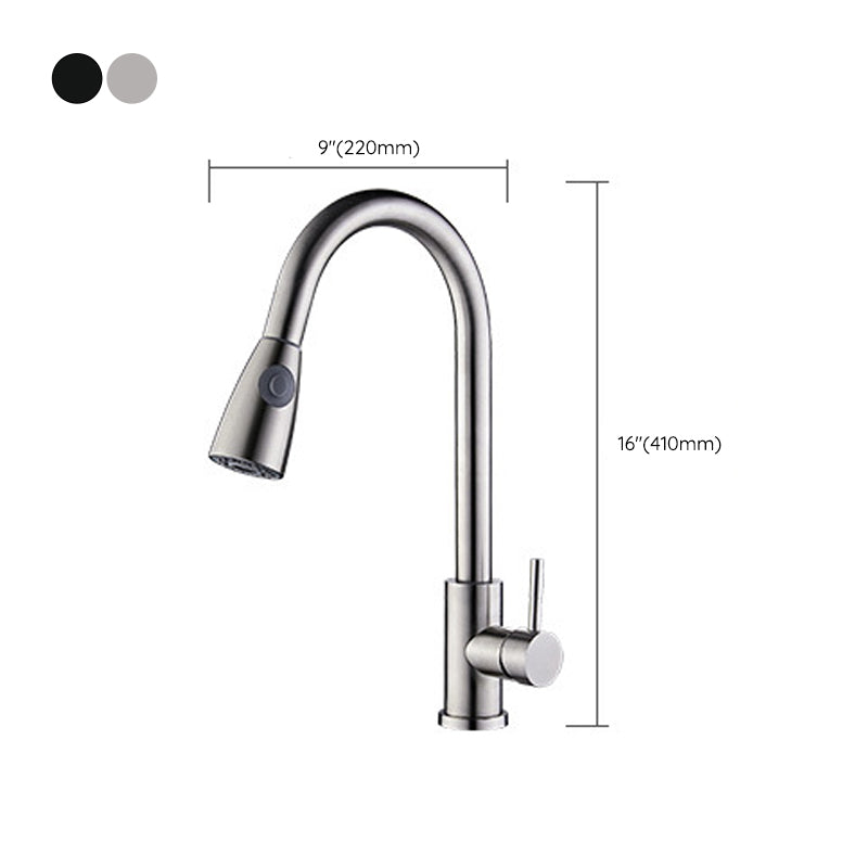Modern Spray Kitchen Faucet Stainless Steel with Pull Out Sprayer Bar Faucet Clearhalo 'Home Improvement' 'home_improvement' 'home_improvement_kitchen_faucets' 'Kitchen Faucets' 'Kitchen Remodel & Kitchen Fixtures' 'Kitchen Sinks & Faucet Components' 'kitchen_faucets' 6298211