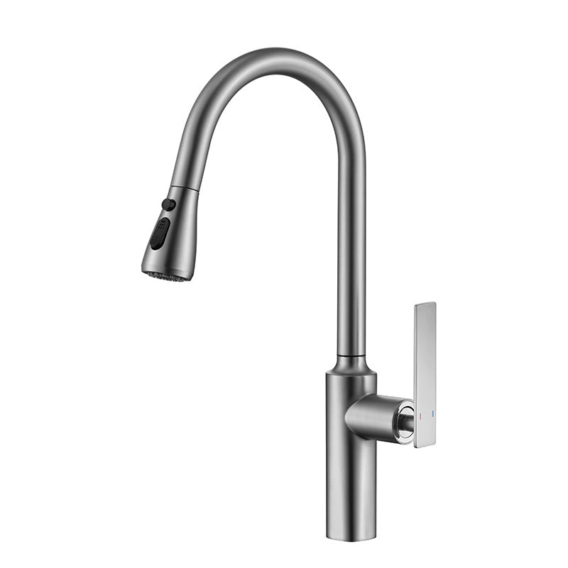 Modern Style Retractable Copper Kitchen Faucet Single Handle High Arc Kitchen Faucet Clearhalo 'Home Improvement' 'home_improvement' 'home_improvement_kitchen_faucets' 'Kitchen Faucets' 'Kitchen Remodel & Kitchen Fixtures' 'Kitchen Sinks & Faucet Components' 'kitchen_faucets' 6298235