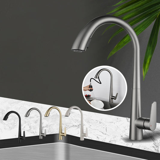 Modern Kitchen Faucet Stainless Steel Single Handle Retractable High Arc Kitchen Faucet Clearhalo 'Home Improvement' 'home_improvement' 'home_improvement_kitchen_faucets' 'Kitchen Faucets' 'Kitchen Remodel & Kitchen Fixtures' 'Kitchen Sinks & Faucet Components' 'kitchen_faucets' 6298246