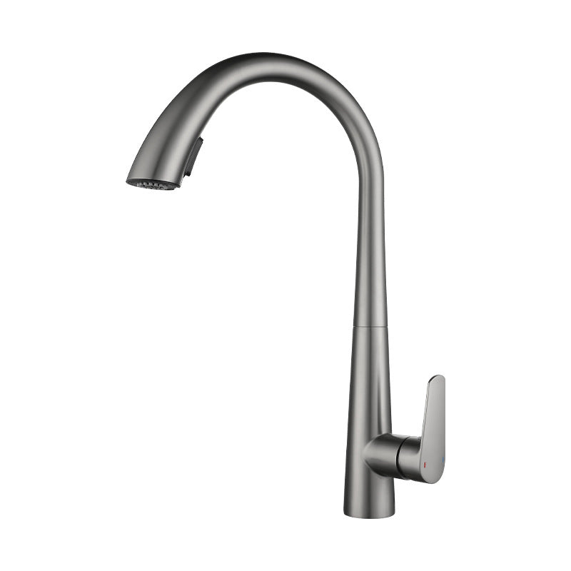 Modern Kitchen Faucet Stainless Steel Single Handle Retractable High Arc Kitchen Faucet Silver Gray Clearhalo 'Home Improvement' 'home_improvement' 'home_improvement_kitchen_faucets' 'Kitchen Faucets' 'Kitchen Remodel & Kitchen Fixtures' 'Kitchen Sinks & Faucet Components' 'kitchen_faucets' 6298248