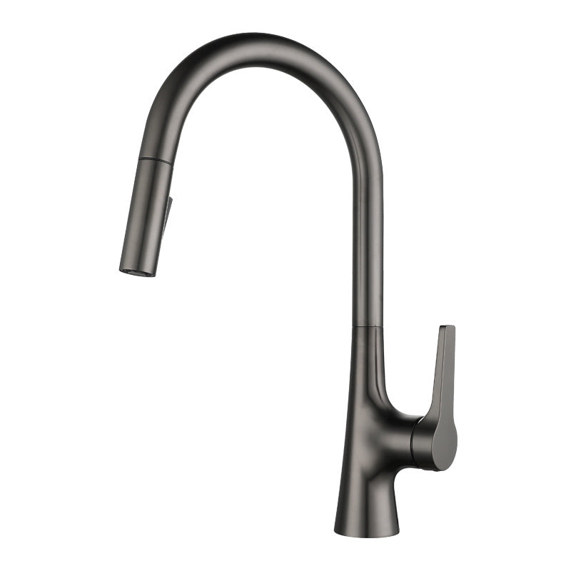 Modern Kitchen Sink Faucet Copper Single Handle High Arc Kitchen Faucet Silver/Gray Clearhalo 'Home Improvement' 'home_improvement' 'home_improvement_kitchen_faucets' 'Kitchen Faucets' 'Kitchen Remodel & Kitchen Fixtures' 'Kitchen Sinks & Faucet Components' 'kitchen_faucets' 6298270