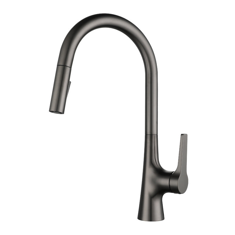 Modern Kitchen Sink Faucet Copper Single Handle High Arc Kitchen Faucet Silver Gray Clearhalo 'Home Improvement' 'home_improvement' 'home_improvement_kitchen_faucets' 'Kitchen Faucets' 'Kitchen Remodel & Kitchen Fixtures' 'Kitchen Sinks & Faucet Components' 'kitchen_faucets' 6298270
