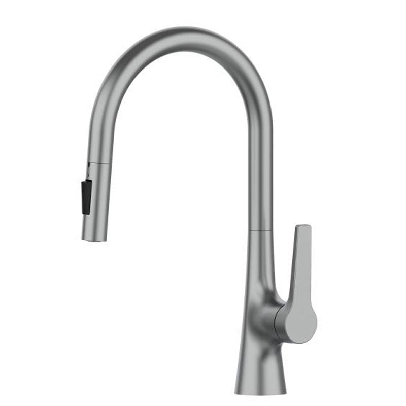 Modern Kitchen Sink Faucet Copper Single Handle High Arc Kitchen Faucet Silver Clearhalo 'Home Improvement' 'home_improvement' 'home_improvement_kitchen_faucets' 'Kitchen Faucets' 'Kitchen Remodel & Kitchen Fixtures' 'Kitchen Sinks & Faucet Components' 'kitchen_faucets' 6298273