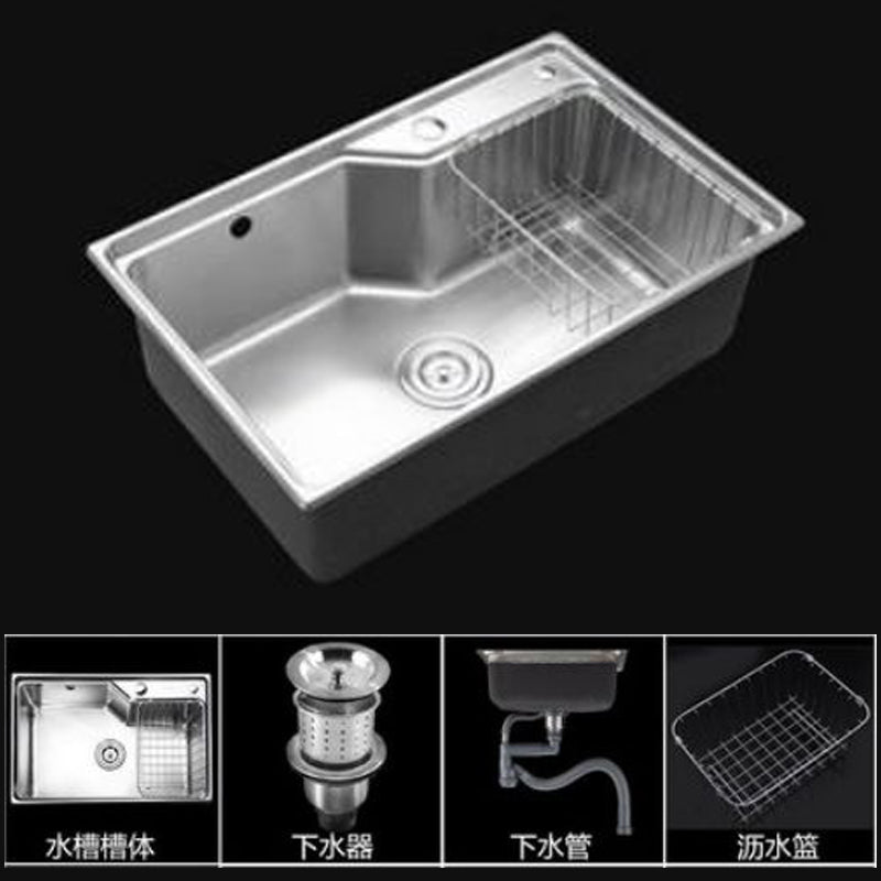 Modern Kitchen Sink Stainless Steel with Basket Strainer and Faucet Workstation Sink Sink Only None Clearhalo 'Home Improvement' 'home_improvement' 'home_improvement_kitchen_sinks' 'Kitchen Remodel & Kitchen Fixtures' 'Kitchen Sinks & Faucet Components' 'Kitchen Sinks' 'kitchen_sinks' 6298292