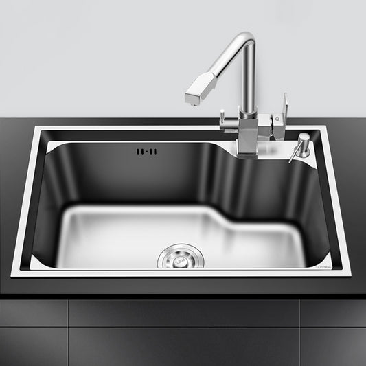 Modern Kitchen Sink Stainless Steel with Basket Strainer and Faucet Workstation Sink Clearhalo 'Home Improvement' 'home_improvement' 'home_improvement_kitchen_sinks' 'Kitchen Remodel & Kitchen Fixtures' 'Kitchen Sinks & Faucet Components' 'Kitchen Sinks' 'kitchen_sinks' 6298297