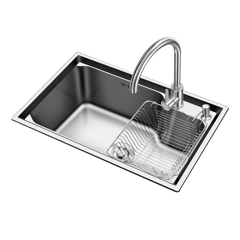 Modern Kitchen Sink Stainless Steel with Basket Strainer and Faucet Workstation Sink Clearhalo 'Home Improvement' 'home_improvement' 'home_improvement_kitchen_sinks' 'Kitchen Remodel & Kitchen Fixtures' 'Kitchen Sinks & Faucet Components' 'Kitchen Sinks' 'kitchen_sinks' 6298298
