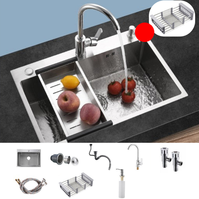 Contemporary Kitchen Sink Corrosion Resistant Kitchen Sink with Faucet Sink with Faucet Round Faucet Clearhalo 'Home Improvement' 'home_improvement' 'home_improvement_kitchen_sinks' 'Kitchen Remodel & Kitchen Fixtures' 'Kitchen Sinks & Faucet Components' 'Kitchen Sinks' 'kitchen_sinks' 6298308