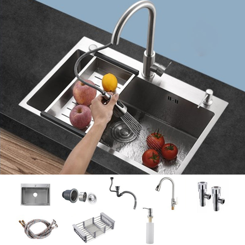 Contemporary Kitchen Sink Corrosion Resistant Kitchen Sink with Faucet Sink with Faucet Pull Out Faucet Clearhalo 'Home Improvement' 'home_improvement' 'home_improvement_kitchen_sinks' 'Kitchen Remodel & Kitchen Fixtures' 'Kitchen Sinks & Faucet Components' 'Kitchen Sinks' 'kitchen_sinks' 6298309