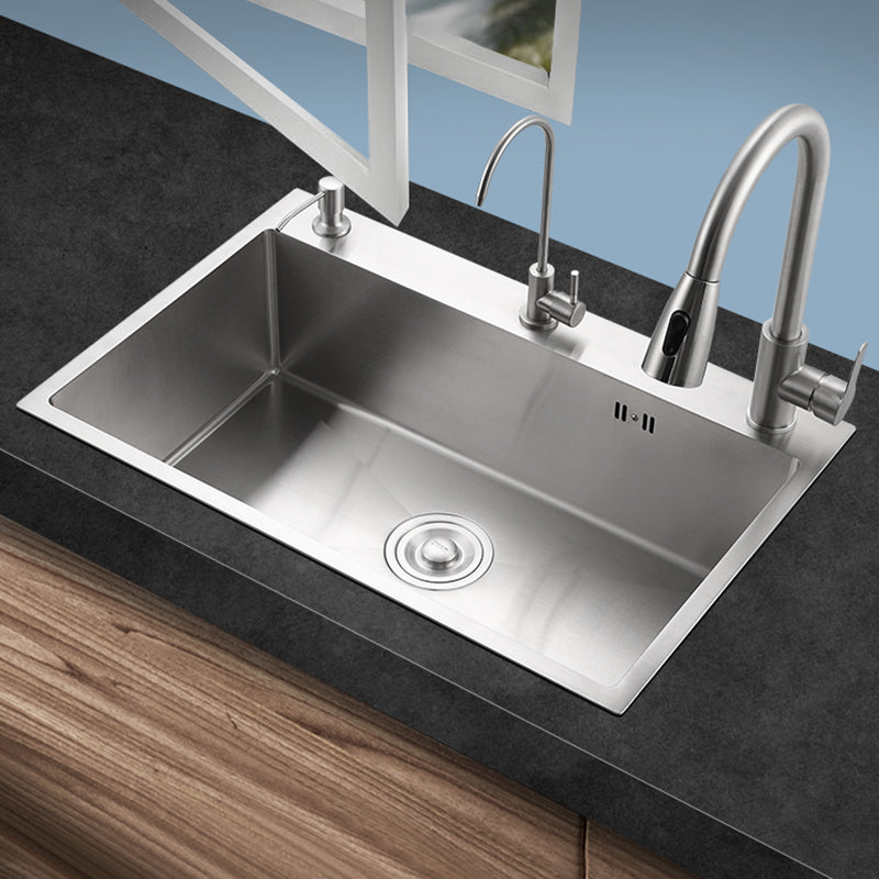 Contemporary Kitchen Sink Corrosion Resistant Kitchen Sink with Faucet Clearhalo 'Home Improvement' 'home_improvement' 'home_improvement_kitchen_sinks' 'Kitchen Remodel & Kitchen Fixtures' 'Kitchen Sinks & Faucet Components' 'Kitchen Sinks' 'kitchen_sinks' 6298313