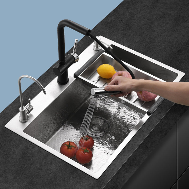 Contemporary Kitchen Sink Corrosion Resistant Kitchen Sink with Faucet Clearhalo 'Home Improvement' 'home_improvement' 'home_improvement_kitchen_sinks' 'Kitchen Remodel & Kitchen Fixtures' 'Kitchen Sinks & Faucet Components' 'Kitchen Sinks' 'kitchen_sinks' 6298321