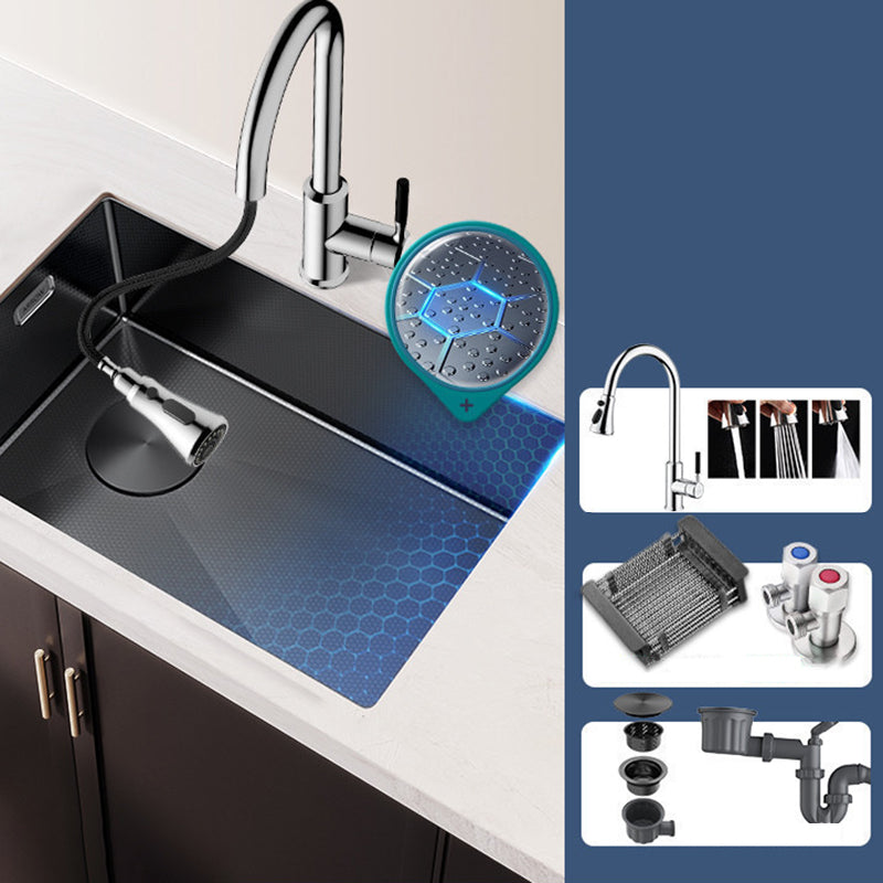 Classic Style Kitchen Sink Corrosion Resistant 1 Holes Kitchen Sink with Drain Assembly Sink with Faucet Stainless Steel Clearhalo 'Home Improvement' 'home_improvement' 'home_improvement_kitchen_sinks' 'Kitchen Remodel & Kitchen Fixtures' 'Kitchen Sinks & Faucet Components' 'Kitchen Sinks' 'kitchen_sinks' 6298331