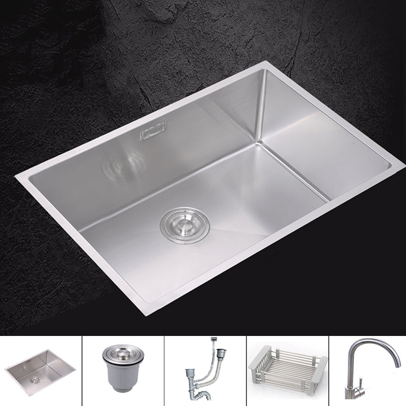 Modern Bar Prep Sink Stainless Steel Faucet and Drain Assembly Kitchen Sink 26.8"L x 16.9"W x 8.3"H Sink with Faucet Round Faucet Clearhalo 'Home Improvement' 'home_improvement' 'home_improvement_kitchen_sinks' 'Kitchen Remodel & Kitchen Fixtures' 'Kitchen Sinks & Faucet Components' 'Kitchen Sinks' 'kitchen_sinks' 6298374