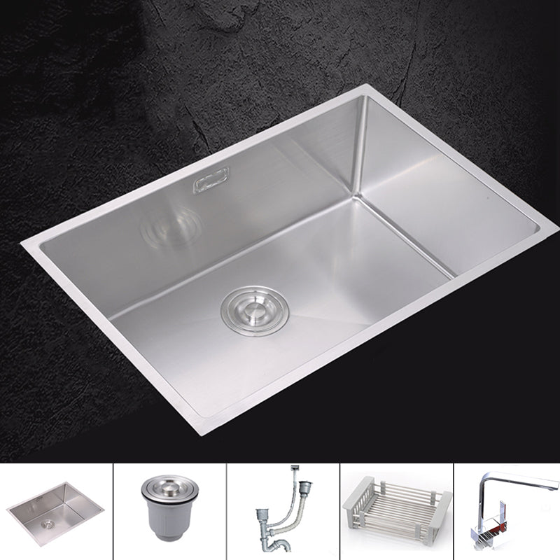 Modern Bar Prep Sink Stainless Steel Faucet and Drain Assembly Kitchen Sink 26.8"L x 16.9"W x 8.3"H Sink with Faucet Square Faucet Clearhalo 'Home Improvement' 'home_improvement' 'home_improvement_kitchen_sinks' 'Kitchen Remodel & Kitchen Fixtures' 'Kitchen Sinks & Faucet Components' 'Kitchen Sinks' 'kitchen_sinks' 6298375
