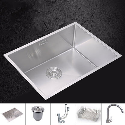 Modern Bar Prep Sink Stainless Steel Faucet and Drain Assembly Kitchen Sink 24"L x 17"W x 9"H Sink with Faucet Round Faucet Clearhalo 'Home Improvement' 'home_improvement' 'home_improvement_kitchen_sinks' 'Kitchen Remodel & Kitchen Fixtures' 'Kitchen Sinks & Faucet Components' 'Kitchen Sinks' 'kitchen_sinks' 6298377