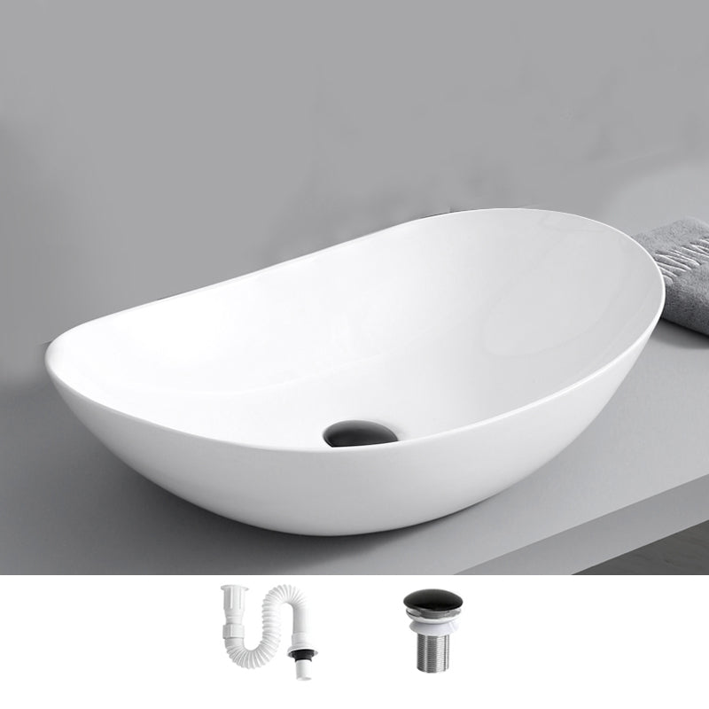 Contemporary Bathroom Sink with Single Faucet Hole Solid Color Oval-Shape Vessel Sink 20.5"L x 12.8"W x 5.9"H Sink Clearhalo 'Bathroom Remodel & Bathroom Fixtures' 'Bathroom Sinks & Faucet Components' 'Bathroom Sinks' 'bathroom_sink' 'Home Improvement' 'home_improvement' 'home_improvement_bathroom_sink' 6298396