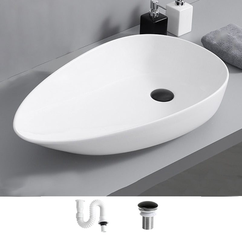 Contemporary Bathroom Sink with Single Faucet Hole Solid Color Oval-Shape Vessel Sink 23.2"L x 14.2"W x 4.3"H Sink Clearhalo 'Bathroom Remodel & Bathroom Fixtures' 'Bathroom Sinks & Faucet Components' 'Bathroom Sinks' 'bathroom_sink' 'Home Improvement' 'home_improvement' 'home_improvement_bathroom_sink' 6298398