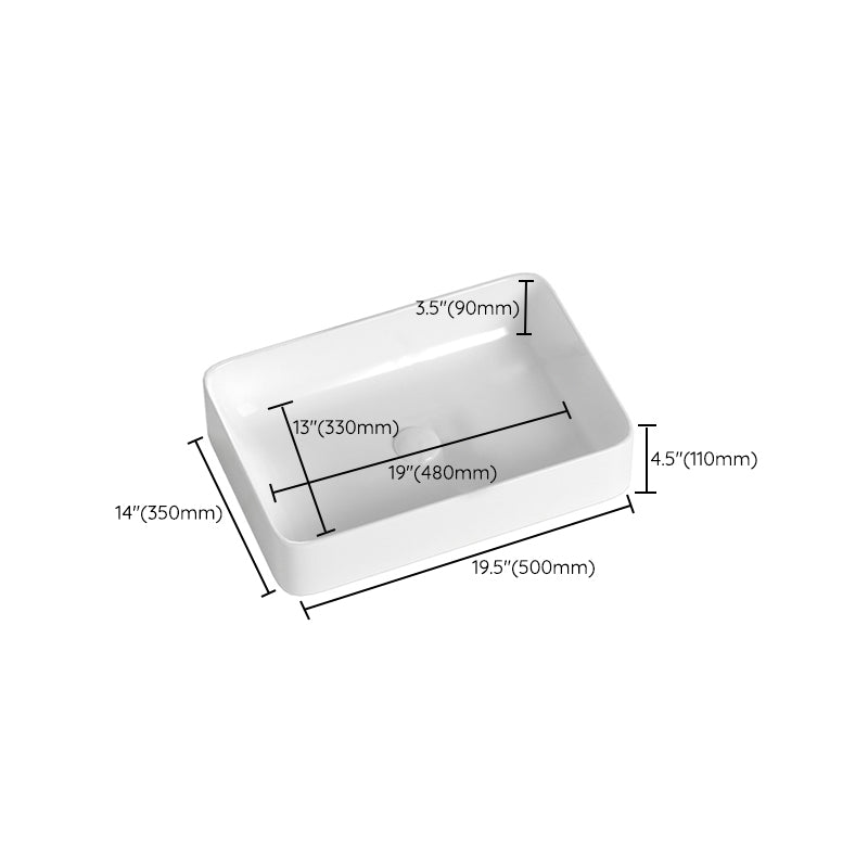 Contemporary Bathroom Sink with Single Faucet Hole Solid Color Rectangular Vessel Sink Clearhalo 'Bathroom Remodel & Bathroom Fixtures' 'Bathroom Sinks & Faucet Components' 'Bathroom Sinks' 'bathroom_sink' 'Home Improvement' 'home_improvement' 'home_improvement_bathroom_sink' 6298430