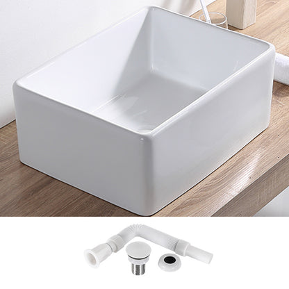 Contemporary Bathroom Sink Pop-Up Drain Porcelain Rectangular Vessel Lavatory Sink 20.5"L x 15.4"W x 8.3"H None Sink Clearhalo 'Bathroom Remodel & Bathroom Fixtures' 'Bathroom Sinks & Faucet Components' 'Bathroom Sinks' 'bathroom_sink' 'Home Improvement' 'home_improvement' 'home_improvement_bathroom_sink' 6298433
