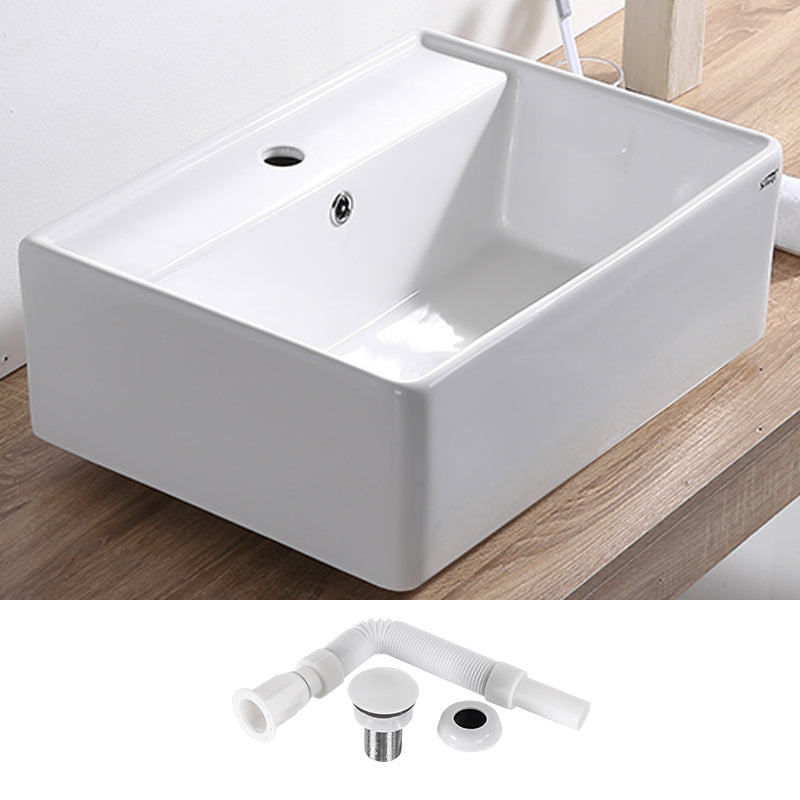 Contemporary Bathroom Sink Pop-Up Drain Porcelain Rectangular Vessel Lavatory Sink 22"L x 16.1"W x 8.7"H None Sink Clearhalo 'Bathroom Remodel & Bathroom Fixtures' 'Bathroom Sinks & Faucet Components' 'Bathroom Sinks' 'bathroom_sink' 'Home Improvement' 'home_improvement' 'home_improvement_bathroom_sink' 6298436
