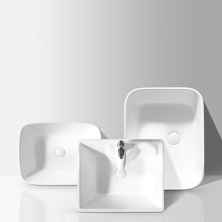 Contemporary Bathroom Sink Pop-Up Drain Porcelain Rectangular Vessel Lavatory Sink Clearhalo 'Bathroom Remodel & Bathroom Fixtures' 'Bathroom Sinks & Faucet Components' 'Bathroom Sinks' 'bathroom_sink' 'Home Improvement' 'home_improvement' 'home_improvement_bathroom_sink' 6298437