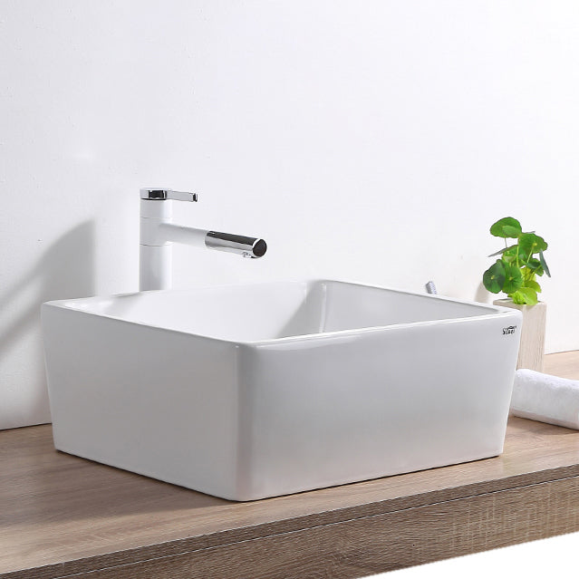 Contemporary Bathroom Sink Pop-Up Drain Porcelain Rectangular Vessel Lavatory Sink Clearhalo 'Bathroom Remodel & Bathroom Fixtures' 'Bathroom Sinks & Faucet Components' 'Bathroom Sinks' 'bathroom_sink' 'Home Improvement' 'home_improvement' 'home_improvement_bathroom_sink' 6298451
