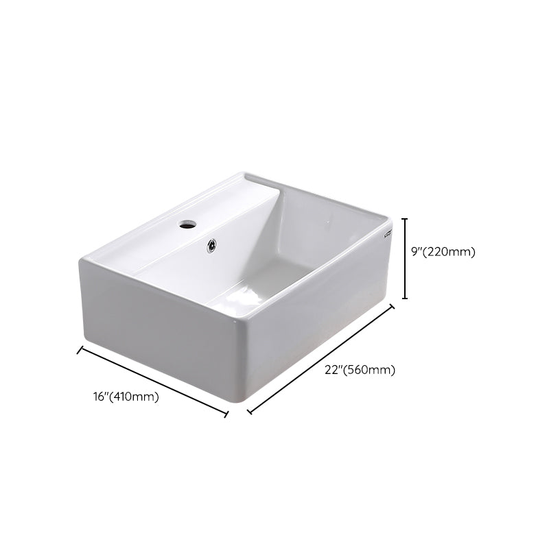 Contemporary Bathroom Sink Pop-Up Drain Porcelain Rectangular Vessel Lavatory Sink Clearhalo 'Bathroom Remodel & Bathroom Fixtures' 'Bathroom Sinks & Faucet Components' 'Bathroom Sinks' 'bathroom_sink' 'Home Improvement' 'home_improvement' 'home_improvement_bathroom_sink' 6298452
