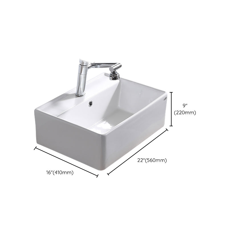 Contemporary Bathroom Sink Pop-Up Drain Porcelain Rectangular Vessel Lavatory Sink Clearhalo 'Bathroom Remodel & Bathroom Fixtures' 'Bathroom Sinks & Faucet Components' 'Bathroom Sinks' 'bathroom_sink' 'Home Improvement' 'home_improvement' 'home_improvement_bathroom_sink' 6298456