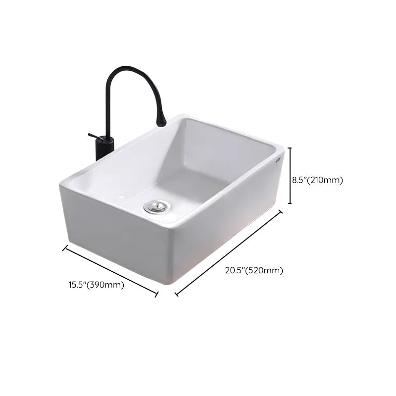 Contemporary Bathroom Sink Pop-Up Drain Porcelain Rectangular Vessel Lavatory Sink Clearhalo 'Bathroom Remodel & Bathroom Fixtures' 'Bathroom Sinks & Faucet Components' 'Bathroom Sinks' 'bathroom_sink' 'Home Improvement' 'home_improvement' 'home_improvement_bathroom_sink' 6298460