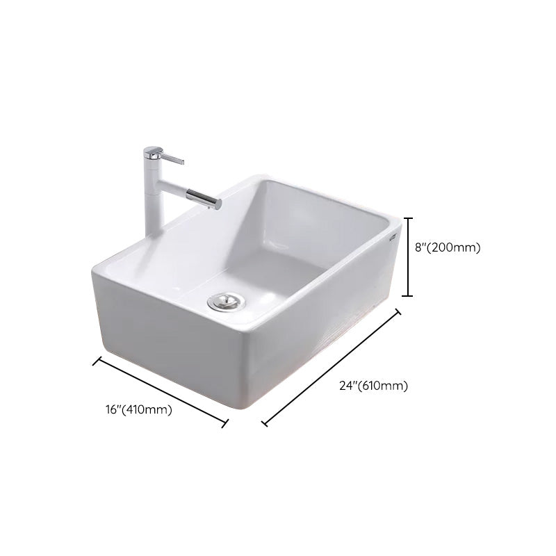 Contemporary Bathroom Sink Pop-Up Drain Porcelain Rectangular Vessel Lavatory Sink Clearhalo 'Bathroom Remodel & Bathroom Fixtures' 'Bathroom Sinks & Faucet Components' 'Bathroom Sinks' 'bathroom_sink' 'Home Improvement' 'home_improvement' 'home_improvement_bathroom_sink' 6298461