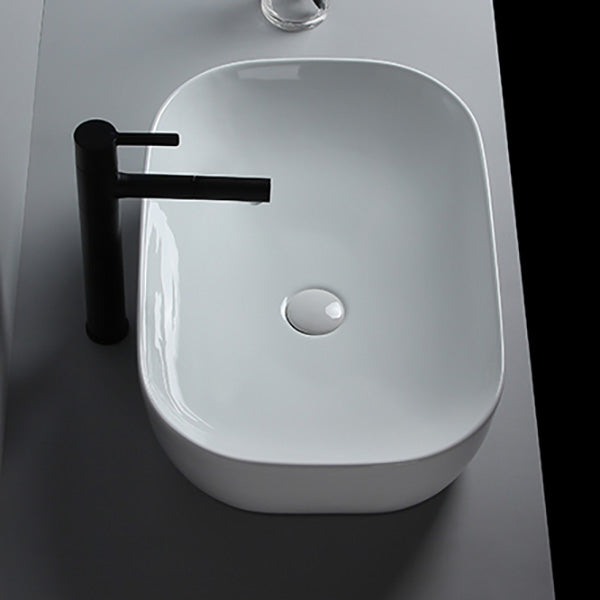 Modern Bathroom Sink Porcelain Solid Color Rectangular Vessel Sink with Pop-Up Drain Clearhalo 'Bathroom Remodel & Bathroom Fixtures' 'Bathroom Sinks & Faucet Components' 'Bathroom Sinks' 'bathroom_sink' 'Home Improvement' 'home_improvement' 'home_improvement_bathroom_sink' 6298462