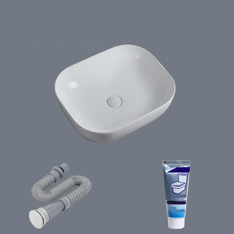 Modern Bathroom Sink Porcelain Solid Color Rectangular Vessel Sink with Pop-Up Drain 19.9"L x 15.9"W x 5.7"H Sink Clearhalo 'Bathroom Remodel & Bathroom Fixtures' 'Bathroom Sinks & Faucet Components' 'Bathroom Sinks' 'bathroom_sink' 'Home Improvement' 'home_improvement' 'home_improvement_bathroom_sink' 6298467