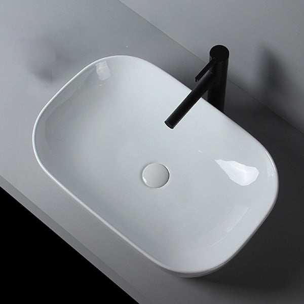 Modern Bathroom Sink Porcelain Solid Color Rectangular Vessel Sink with Pop-Up Drain Clearhalo 'Bathroom Remodel & Bathroom Fixtures' 'Bathroom Sinks & Faucet Components' 'Bathroom Sinks' 'bathroom_sink' 'Home Improvement' 'home_improvement' 'home_improvement_bathroom_sink' 6298477