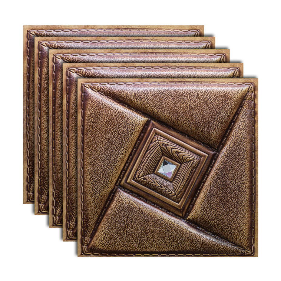 3D Three-dimensional Panel Wall Gorgeous Style Living Room Bedroom Wall Panel (5-pack) Dark Brown Clearhalo 'Flooring 'Home Improvement' 'home_improvement' 'home_improvement_wall_paneling' 'Wall Paneling' 'wall_paneling' 'Walls & Ceilings' Walls and Ceiling' 6298536