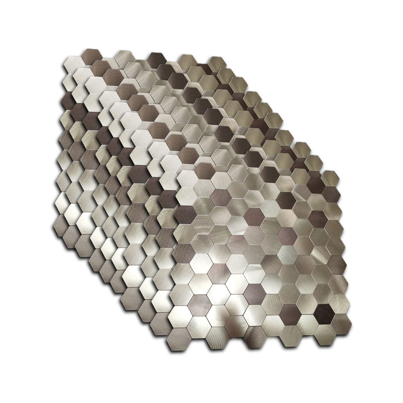 Hexagonal Mosaic Tile Metal Peel and Stick Tiles for Kitchen and Bathroom, 11.8"x 11.8" Yellow 10-Piece Set Clearhalo 'Flooring 'Home Improvement' 'home_improvement' 'home_improvement_peel_stick_blacksplash' 'Peel & Stick Backsplash Tile' 'peel_stick_blacksplash' 'Walls & Ceilings' Walls and Ceiling' 6298597