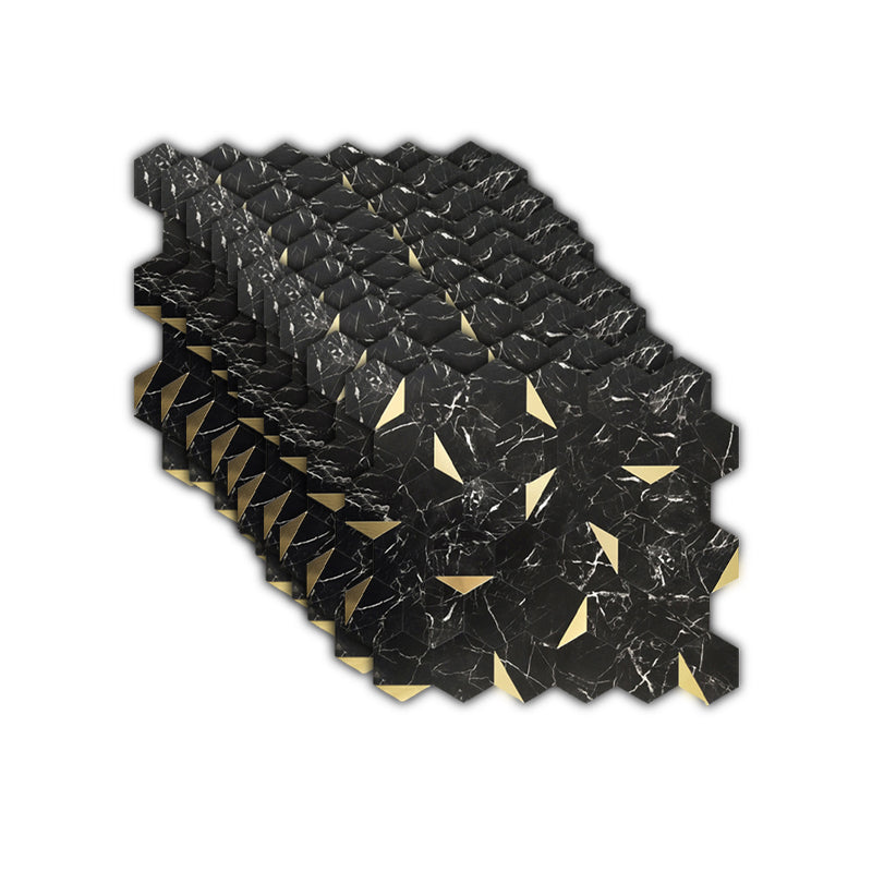 Hexagonal Mosaic Tile Metal Peel and Stick Tiles for Kitchen and Bathroom, 11.8"x 11.8" Black 10-Piece Set Clearhalo 'Flooring 'Home Improvement' 'home_improvement' 'home_improvement_peel_stick_blacksplash' 'Peel & Stick Backsplash Tile' 'peel_stick_blacksplash' 'Walls & Ceilings' Walls and Ceiling' 6298603