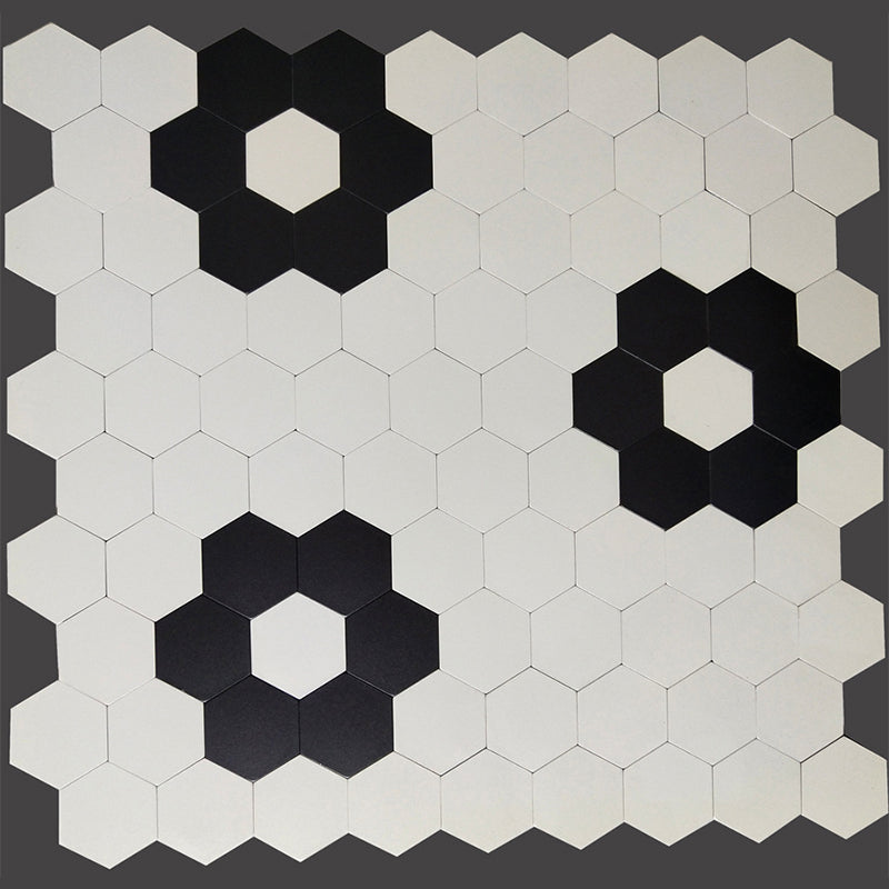 Hexagonal Mosaic Tile Metal Peel and Stick Tiles for Kitchen and Bathroom, 11.8"x 11.8" White-Black Clearhalo 'Flooring 'Home Improvement' 'home_improvement' 'home_improvement_peel_stick_blacksplash' 'Peel & Stick Backsplash Tile' 'peel_stick_blacksplash' 'Walls & Ceilings' Walls and Ceiling' 6298604