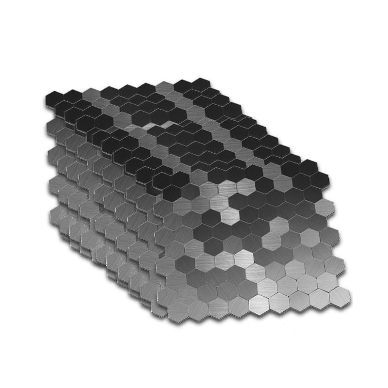 Hexagonal Mosaic Tile Metal Peel and Stick Tiles for Kitchen and Bathroom, 11.8"x 11.8" Silver 10-Piece Set Clearhalo 'Flooring 'Home Improvement' 'home_improvement' 'home_improvement_peel_stick_blacksplash' 'Peel & Stick Backsplash Tile' 'peel_stick_blacksplash' 'Walls & Ceilings' Walls and Ceiling' 6298605