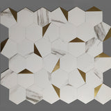 Hexagonal Mosaic Tile Metal Peel and Stick Tiles for Kitchen and Bathroom, 11.8"x 11.8" Clearhalo 'Flooring 'Home Improvement' 'home_improvement' 'home_improvement_peel_stick_blacksplash' 'Peel & Stick Backsplash Tile' 'peel_stick_blacksplash' 'Walls & Ceilings' Walls and Ceiling' 6298611