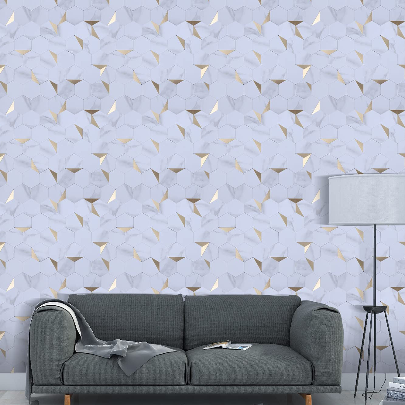 Hexagonal Mosaic Tile Metal Peel and Stick Tiles for Kitchen and Bathroom, 11.8"x 11.8" White Clearhalo 'Flooring 'Home Improvement' 'home_improvement' 'home_improvement_peel_stick_blacksplash' 'Peel & Stick Backsplash Tile' 'peel_stick_blacksplash' 'Walls & Ceilings' Walls and Ceiling' 6298616