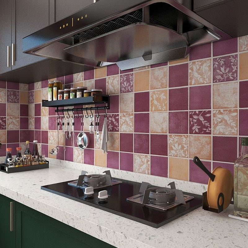 Square Grid Peel and Stick Tile PVC Mosaic Tile for Kitchen Backsplash Orange-Purple Clearhalo 'Flooring 'Home Improvement' 'home_improvement' 'home_improvement_peel_stick_blacksplash' 'Peel & Stick Backsplash Tile' 'peel_stick_blacksplash' 'Walls & Ceilings' Walls and Ceiling' 6298668