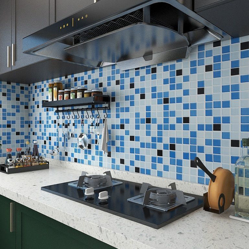 Square Grid Peel and Stick Tile PVC Mosaic Tile for Kitchen Backsplash Blue-Black Clearhalo 'Flooring 'Home Improvement' 'home_improvement' 'home_improvement_peel_stick_blacksplash' 'Peel & Stick Backsplash Tile' 'peel_stick_blacksplash' 'Walls & Ceilings' Walls and Ceiling' 6298671