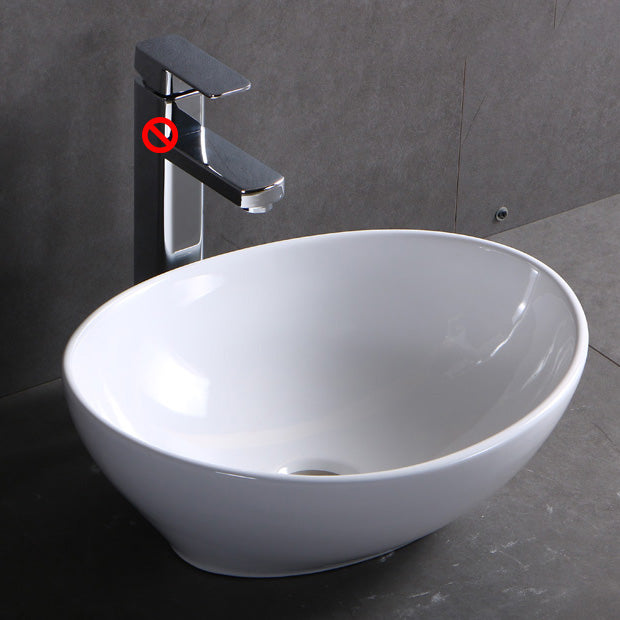 Modern Bathroom Sink Porcelain Pop-Up Drain Round Vessel Bathroom Sink 16.1"L x 13"W x 5.1"H Clearhalo 'Bathroom Remodel & Bathroom Fixtures' 'Bathroom Sinks & Faucet Components' 'Bathroom Sinks' 'bathroom_sink' 'Home Improvement' 'home_improvement' 'home_improvement_bathroom_sink' 6298809