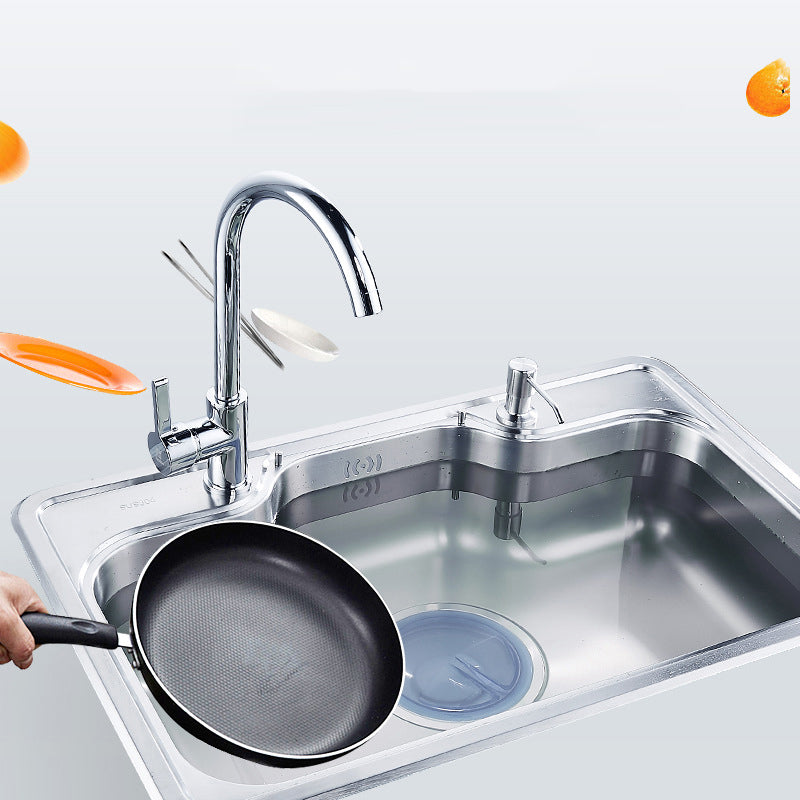 Modern Workstation Sink Stainless Steel with Drain Strainer Kit Kitchen Sink Clearhalo 'Home Improvement' 'home_improvement' 'home_improvement_kitchen_sinks' 'Kitchen Remodel & Kitchen Fixtures' 'Kitchen Sinks & Faucet Components' 'Kitchen Sinks' 'kitchen_sinks' 6298835