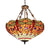 Orange Bowl Hanging Ceiling Light with Dragonfly Pattern 18"/23.5" W Lodge Tiffany Stained Pendant Light for Foyer Orange 23.5" Clearhalo 'Ceiling Lights' 'Chandeliers' 'Industrial' 'Middle Century Chandeliers' 'Tiffany Chandeliers' 'Tiffany close to ceiling' 'Tiffany' Lighting' 62997