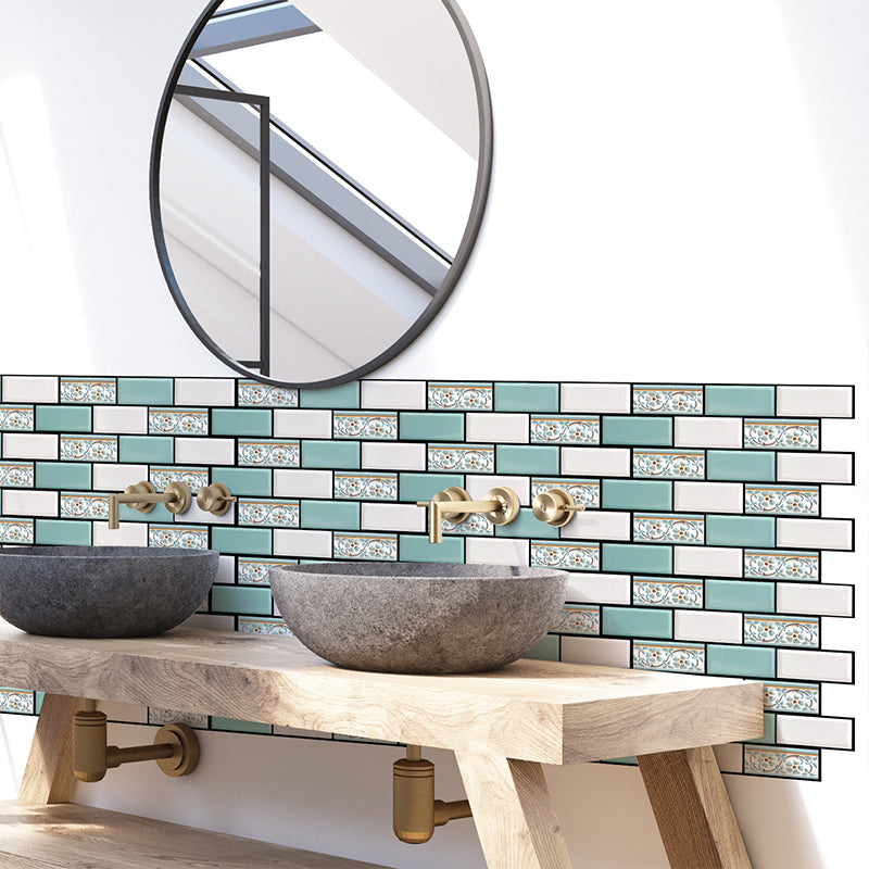 Modern Matte Peel and Stick Tile Rectangular PVC Subway Tile for Bathroom Green Clearhalo 'Flooring 'Home Improvement' 'home_improvement' 'home_improvement_peel_stick_blacksplash' 'Peel & Stick Backsplash Tile' 'peel_stick_blacksplash' 'Walls & Ceilings' Walls and Ceiling' 6299871